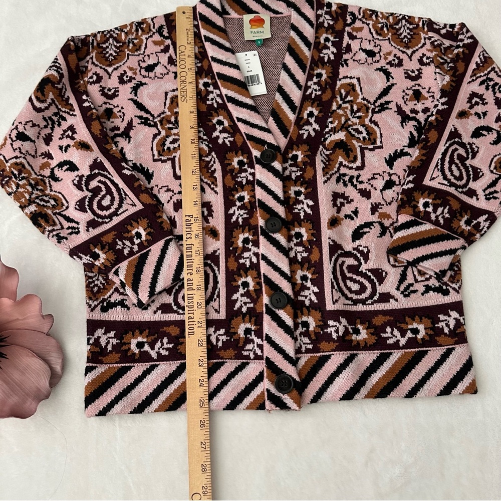 Farm Rio Glam Tapestry Jacquard Cardigan Small - Picture 10 of 13